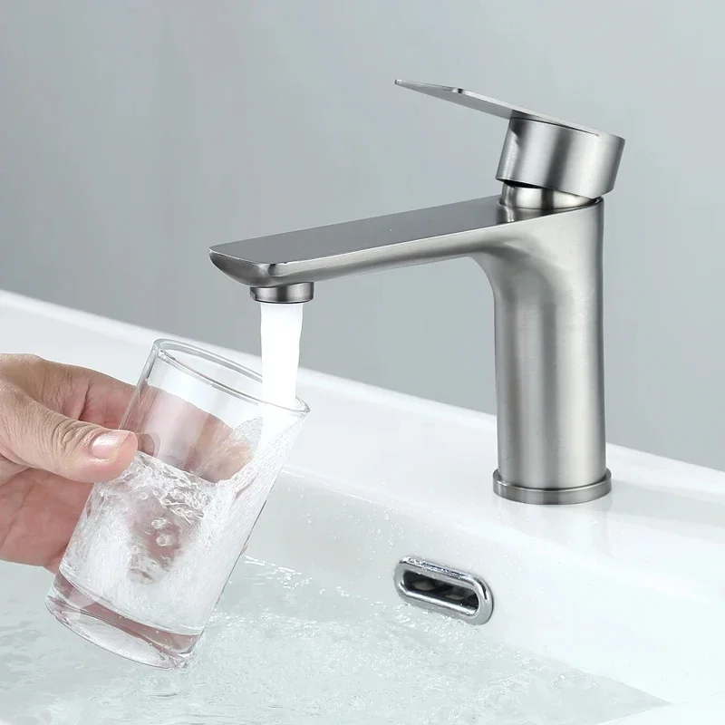 

Gun Gray/Brushed Stainless Steel Faucet Washbasin Sink Hot and Cold Home Bathroom Kitchen Cabinet Washbasin Pu er Torneira
