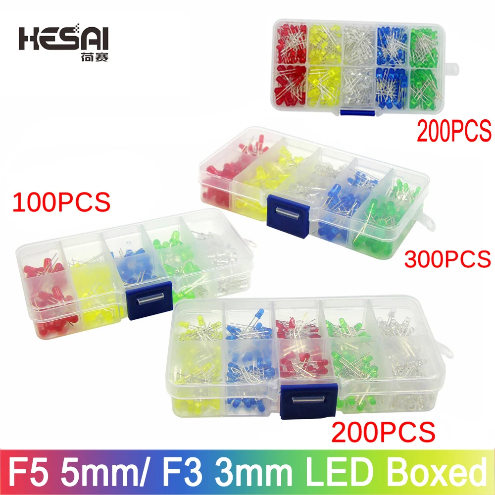 3MM 5MM Led Kit Mixed Color Red Green Yellow Blue White Light Emitting Diode Boxed DIY kit