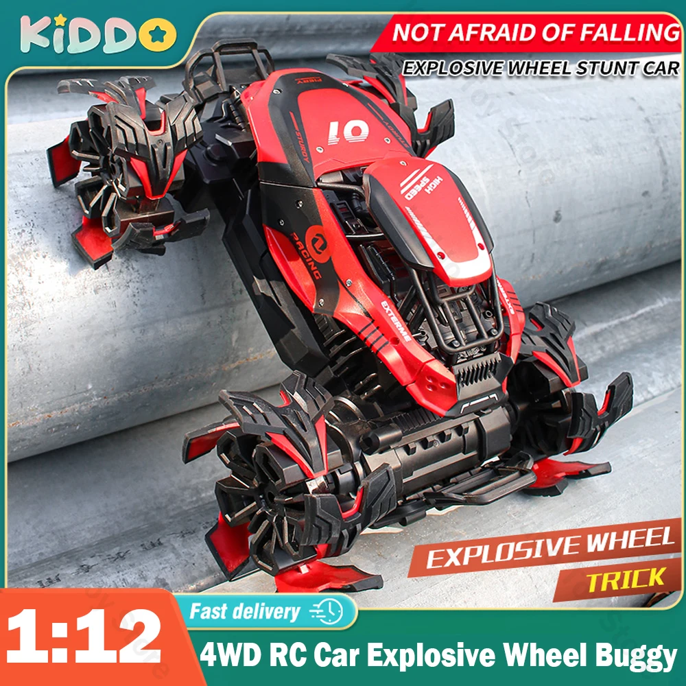 4WD RC Car Explosive Wheel 1:12 2.4G High Speed Climbing Remote Control Road Buggy Eletric Vehicle Models Toys for Kids Gifts