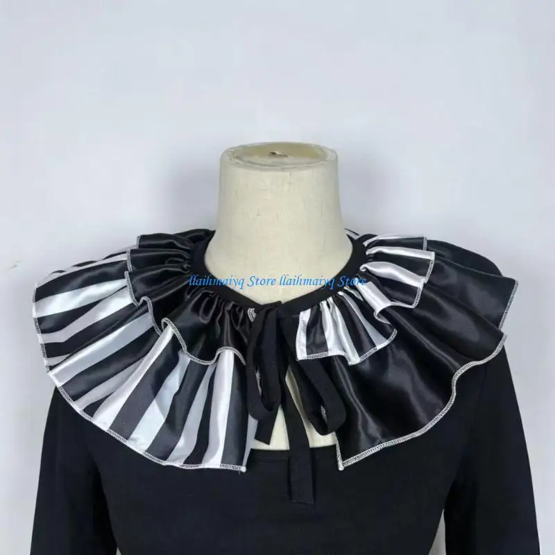573B Adult Costume Collar with Detachable Tie Back Ruffle Accent Wear