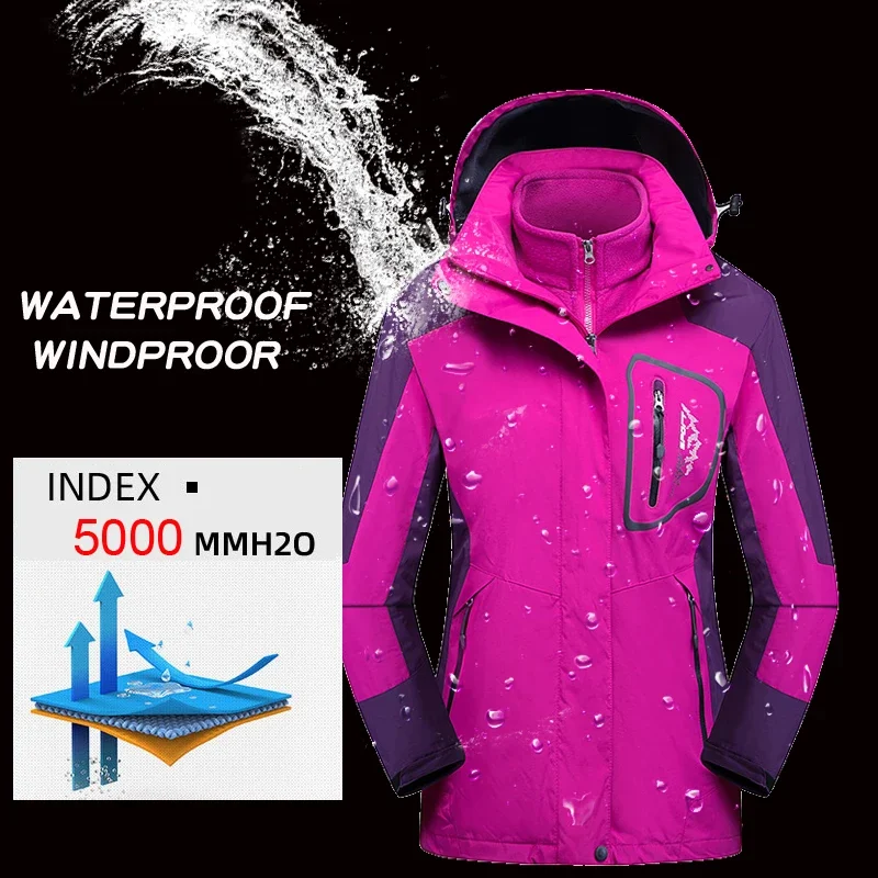 Winter 2 In 1 Set Women Ski Suit Waterproof Windproof Skiing Snowboarding Jacket Female Warm Snow Costumes Outdoor Wear