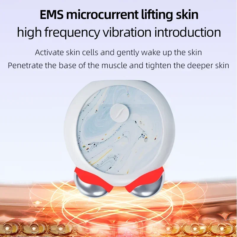 EMS Mini Microcurrent Facial Device Handheld Q-Bear Electric Massage Roller LED Therapy Vibration Beauty Device for Skin Care