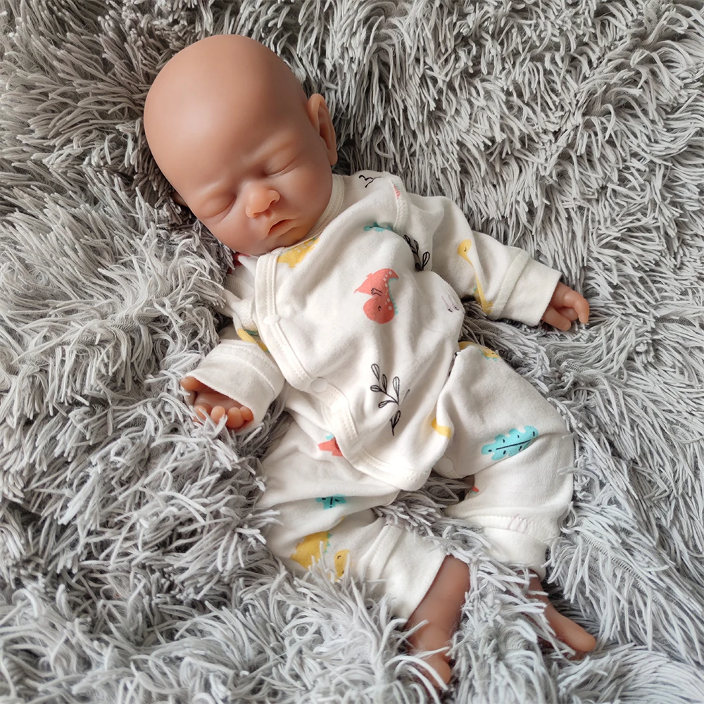 42cm brown skin full body soft silicone production of reborn doll simulation doll head can be turned