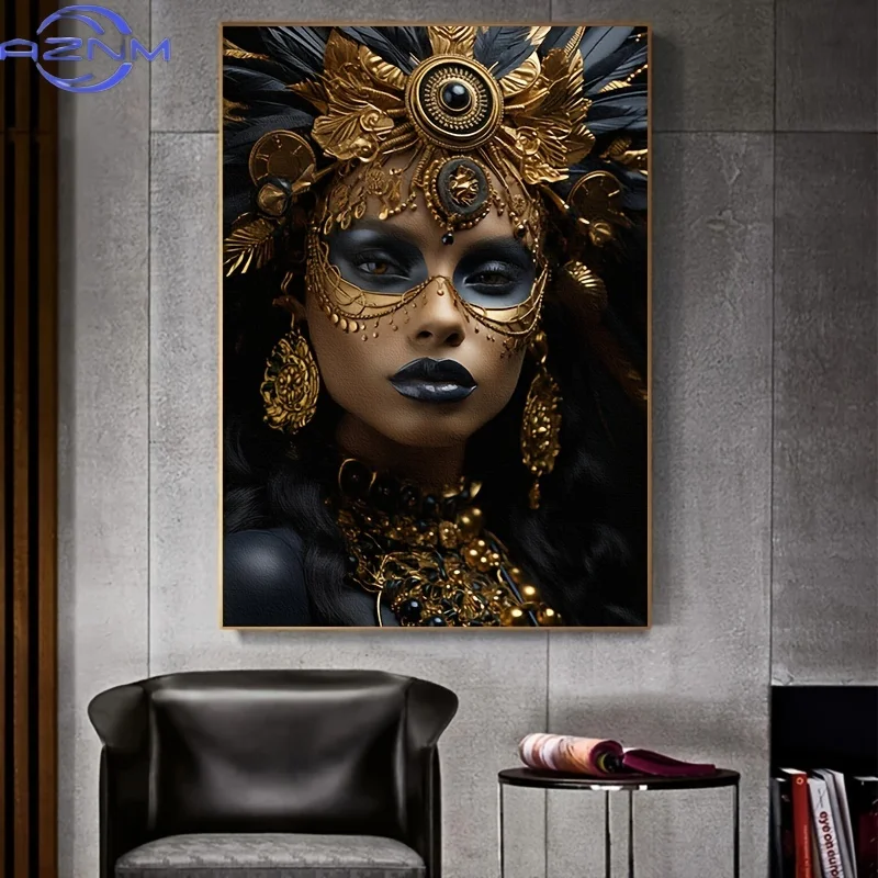 Modern African Tribal Queen Poster and Prints Portrait Art Canvas Painting Wall Art Picture for Living Room Home Decor Gift