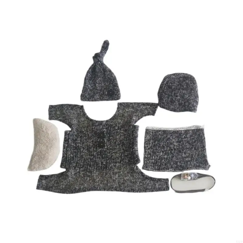 Baby Photoshooting Outfit Knit Hat Wrap Blanket Newborn Photography Costume Set