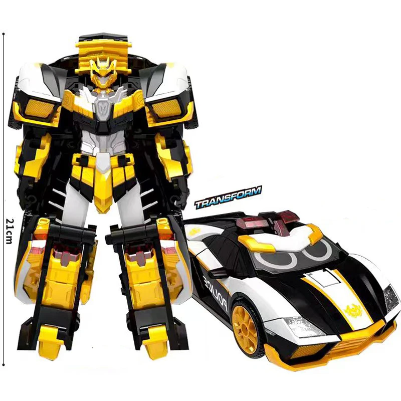 Metal Cardbot Gold LIL TIMA TE BLLIE COP Camión Robot Transformable, Juguete de Coche, Figura de Acción, Modelo de Transformación ABS, Regalo