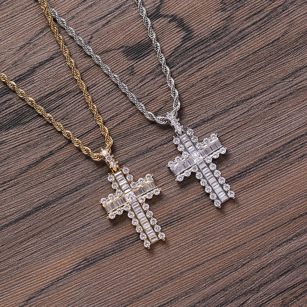 

Unisex Hip-Hop Necklace Accessory Copper Inlaid Zircon Trendy Cross