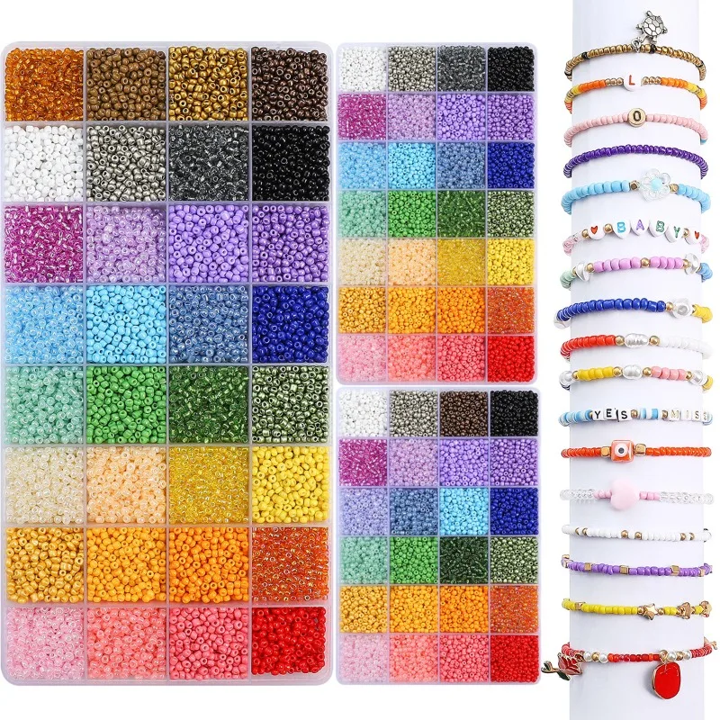 About 5200Pcs24 Grid Rice Bead Box Handmade DIY Jewelry Bracelet Earrings Kandi Jewelry Accessories Materials