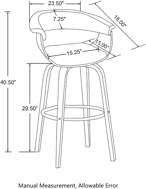 Comfort corner Bar Stools Set of 2,Swivel Barstools with Curved Back,Bar Chairs with Backrest, Footrest, Solid Bentwood