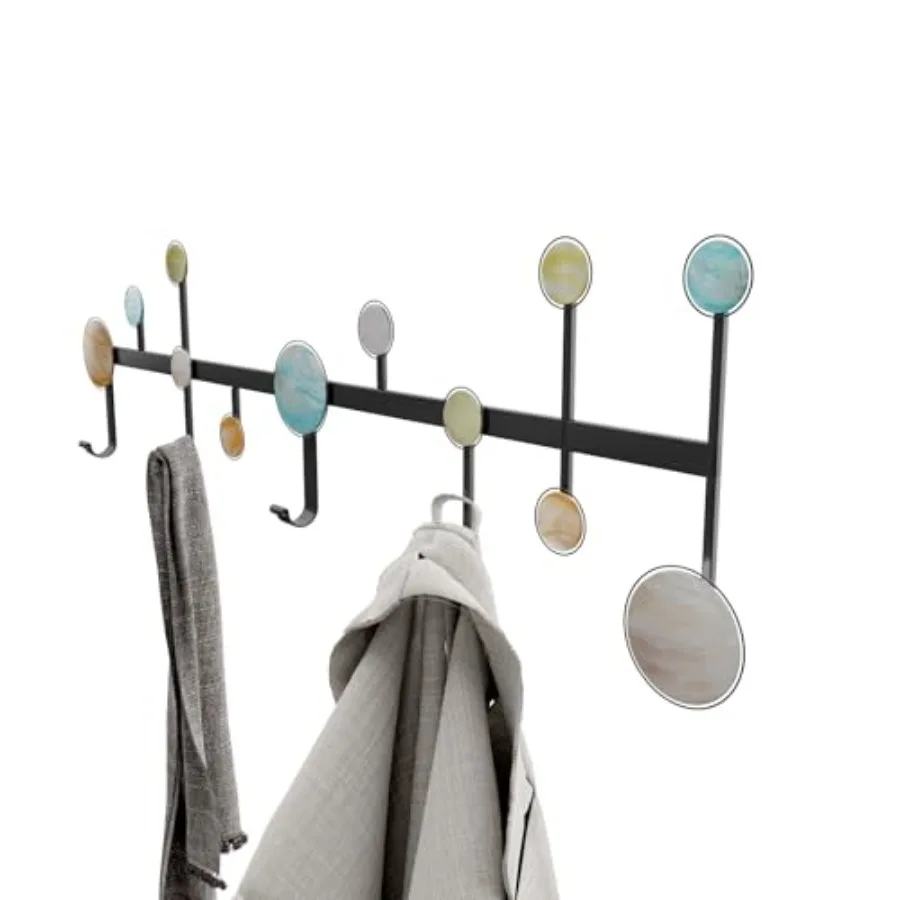 

AROCUSHI 25.5" Wall Mounted Coat Rack with 5 Hooks-Modern Metal Wall Decoration Organizer Black Matte Finish with Shell Decor H
