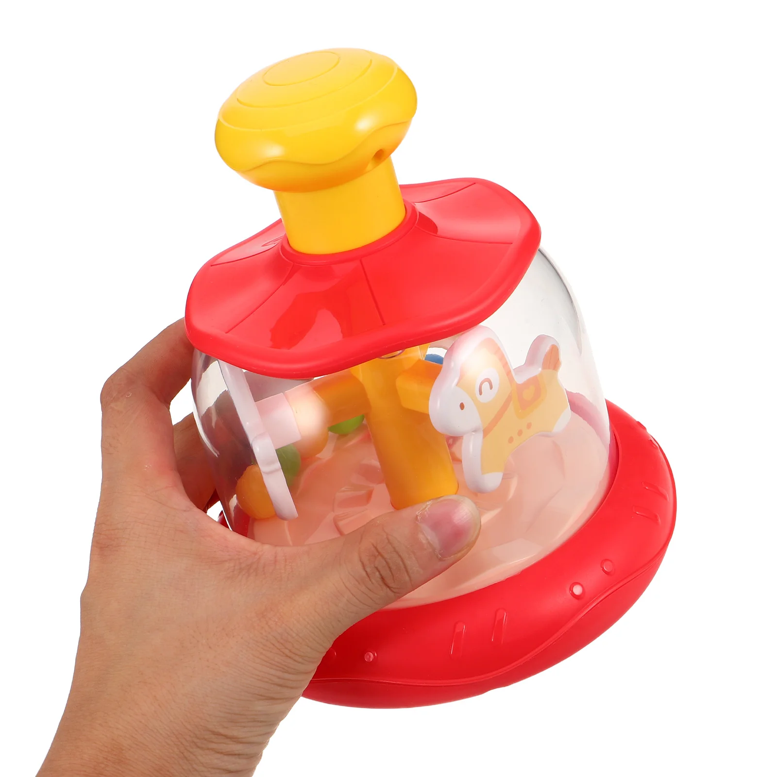 

Horse Montessori Rotating Carousel Press Spin Early Learning Sensory Play Jumping Bounce Fidget for Kids Toys with Turntable