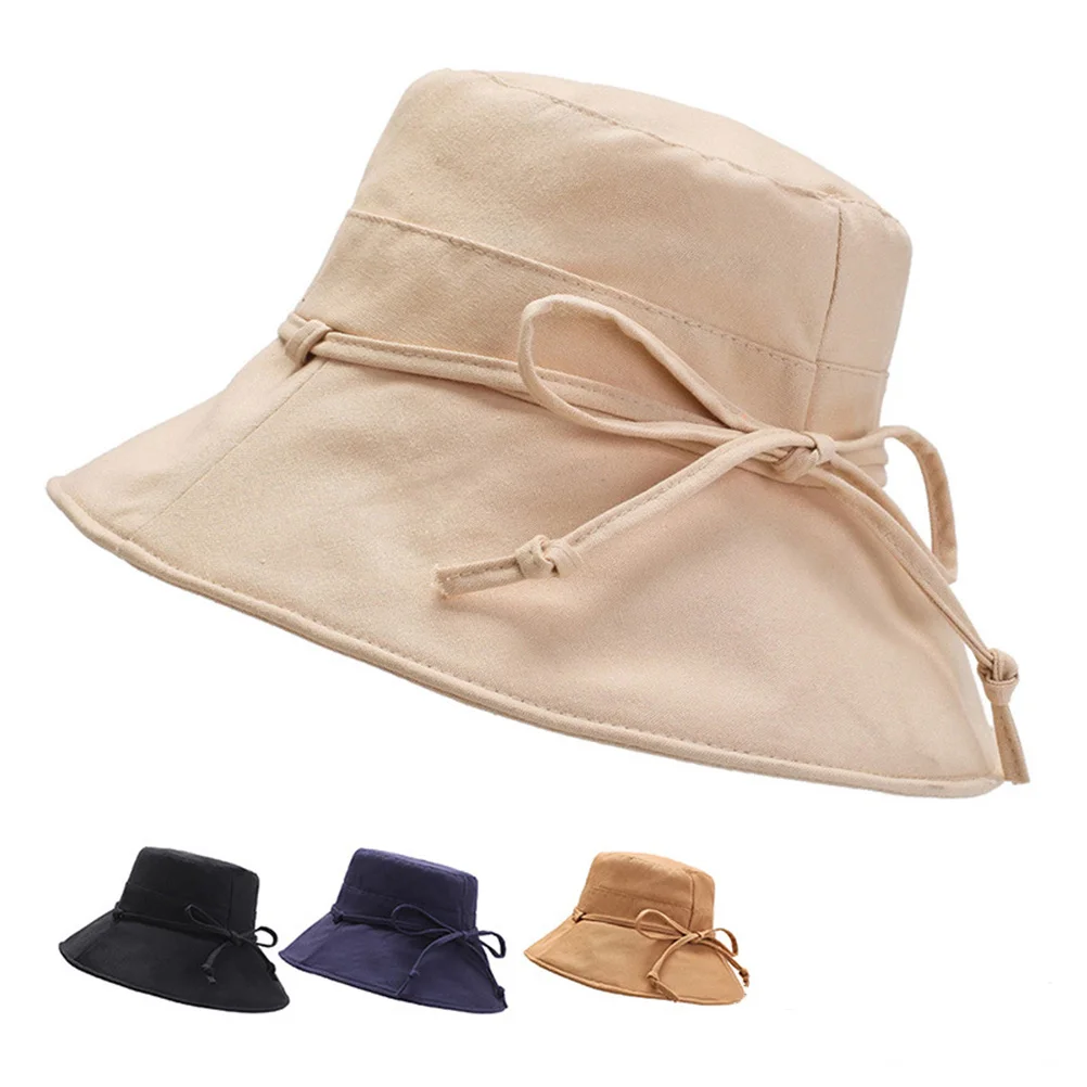 

Bucket Hat for Women Sun Protection Wide Brimmed Cotton Breathable Lightweight Elegant Beach Hat for Outdoor Travel Fishing