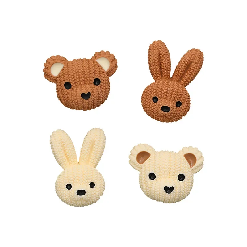 10PCS Fall brown Creative Cute Cartoon Bear DIY Handmade Resin Decorative Ornaments Large Size 3D Kawaii Nail Art Charms