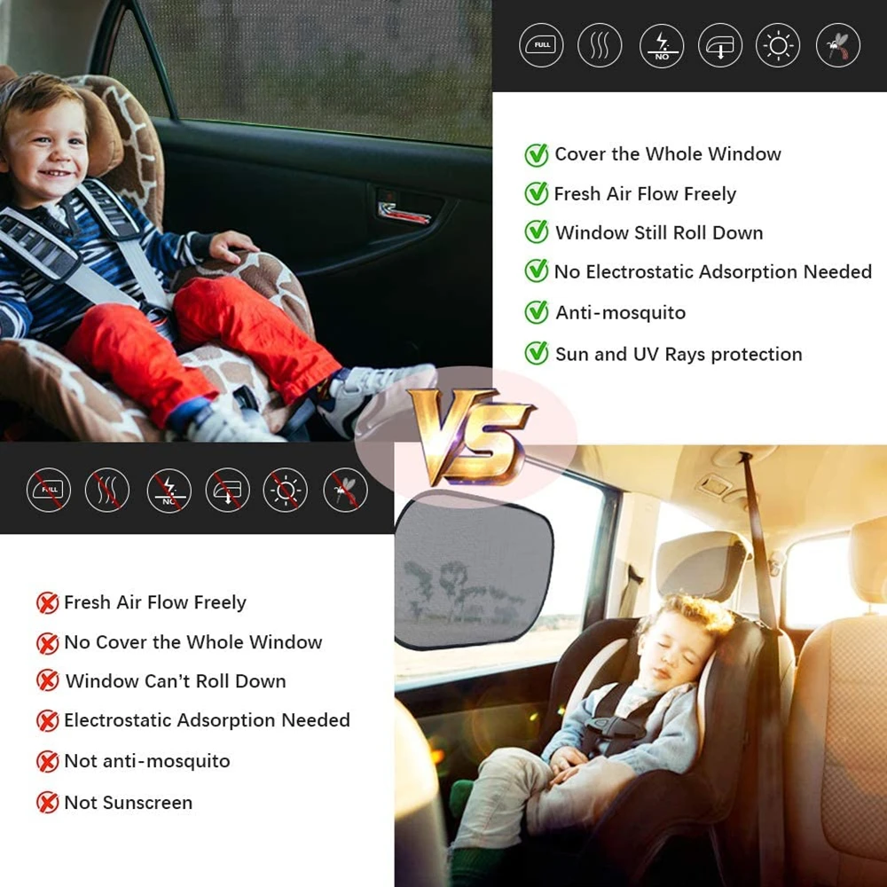 Auto Zonnescherm Gordijnen Universele Zijruit Shades SUV Gordijnen Bescherming Repellent Mosquito Mesh Netto Zonnescherm Auto Accessoires