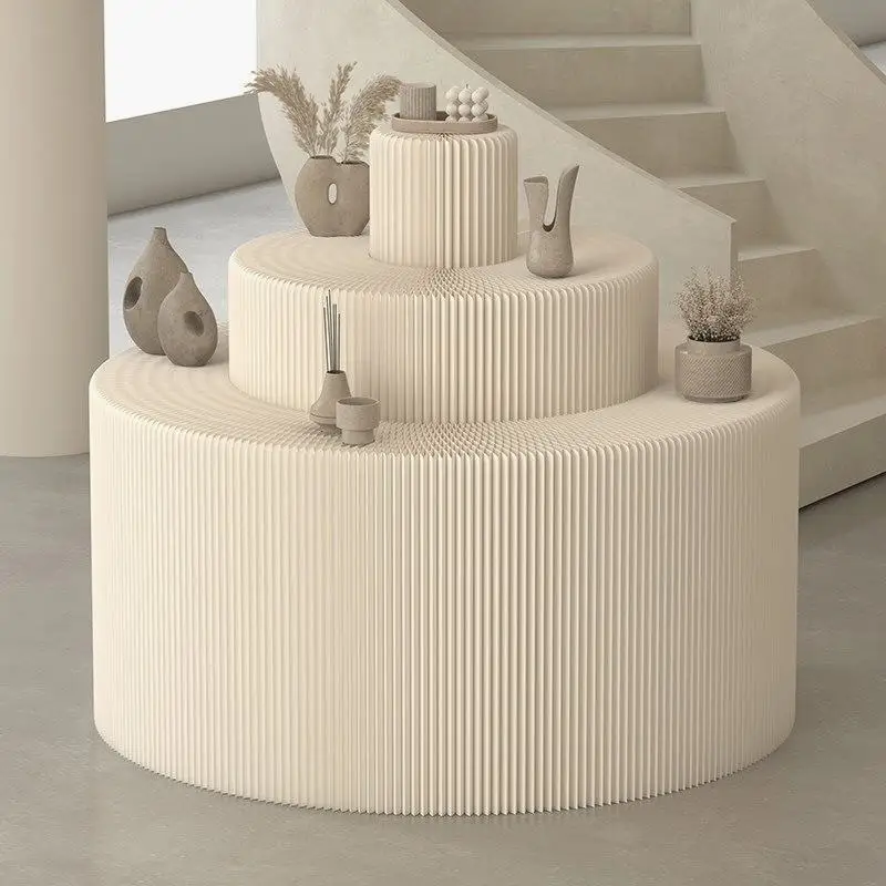 3-Tier Cylindrical Display Stand Foldable Space Saving High Low Showcase Rack for Trade Show Exhibition home decoration