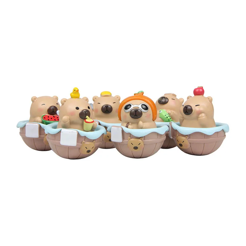 6pcs Mini Wobble Doll Capybara Figurine Miniature Capybara Playtime Animal Ornament Fairy Garden Decoration Collect Gift