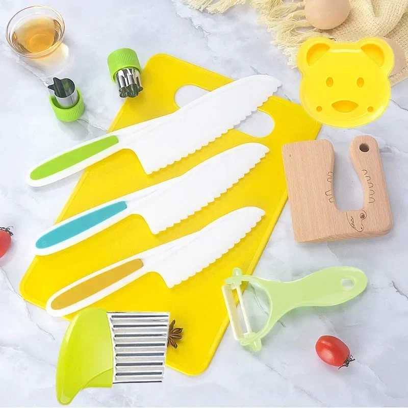 11/13/17PCS set da cucina per bambini cottura reale utensili da cucina Montessori per bambini coltelli sicuri per bambini per 2/3/4/5/6/7/8 anni