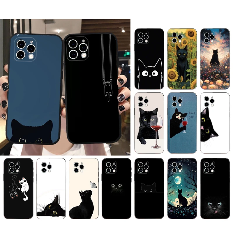 

Black Cat Phone Case For iphone 16 15 14 Pro Max 16 15 14 13 12 Pro 15Plus iphone 11