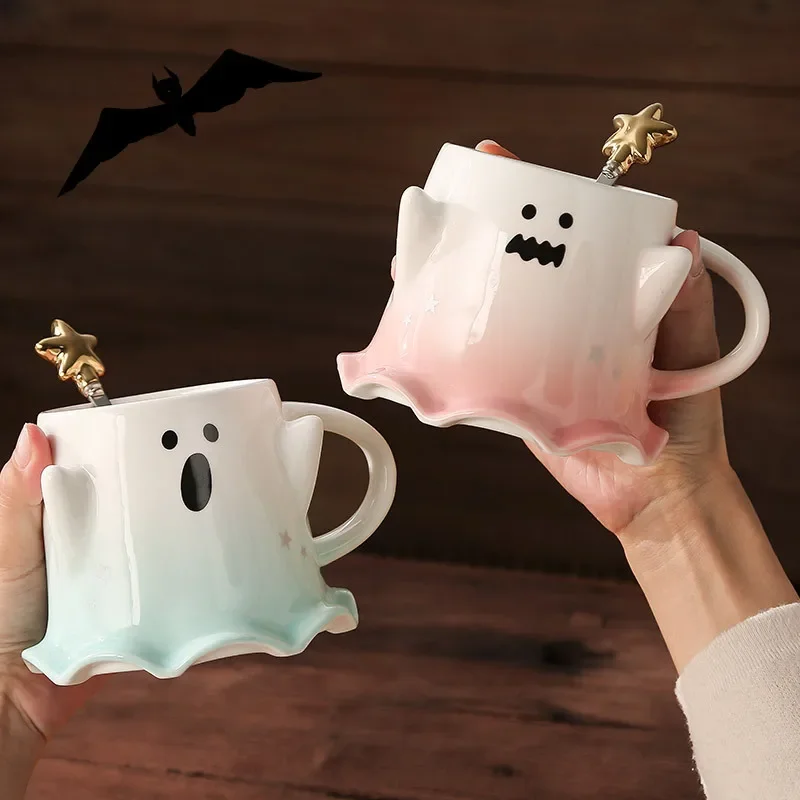 Halloween Ghost Ceramic Water Cup Magic Phantom Pixie Mug Creative Coffee Mug Weird Couple Mug