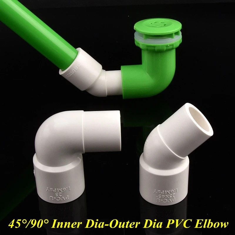 White 20~63mm PVC Inner Dia-Outer Dia Elbow 45°/90° Aquarium Fish Tank Sockets Connector Garden Irrigation Water Pipe Fitting