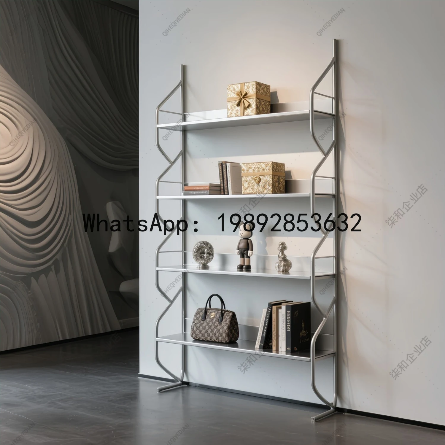 XL Boutique Store Figurine Display Stand Floor-standing Product Display Cabinet Shoe Bag Rack Stainless Steel