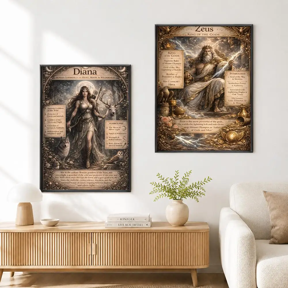 Greek Mythology Goddesses Art Lilith Medusa Poster High Quality Wall Art for Home Bedroom Living Hallway Perfect Gift