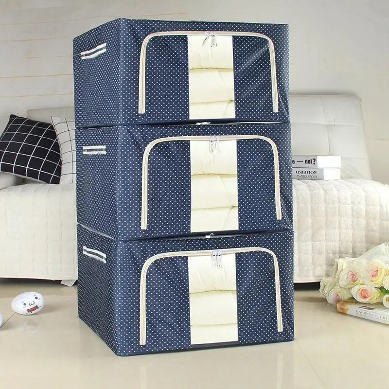 

Oxford Cloth Steel Frame Storage Box Clothes Folding Storage Box Transparent Glove Box Clothing Toy Storage Box