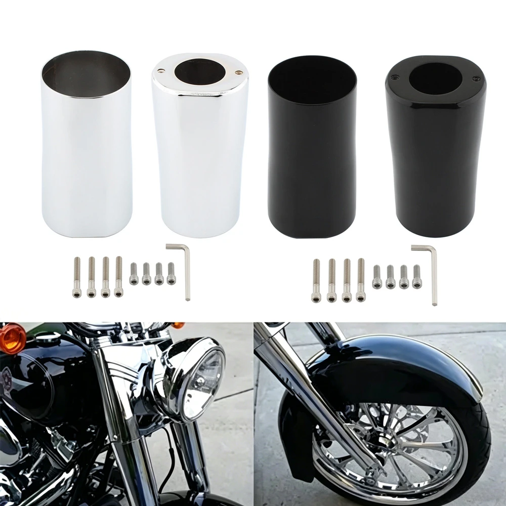 

1 Pair Chrome/Black Motorcycle Fork Slider Covers For Harley Touring FL 1984-2013 45964-86