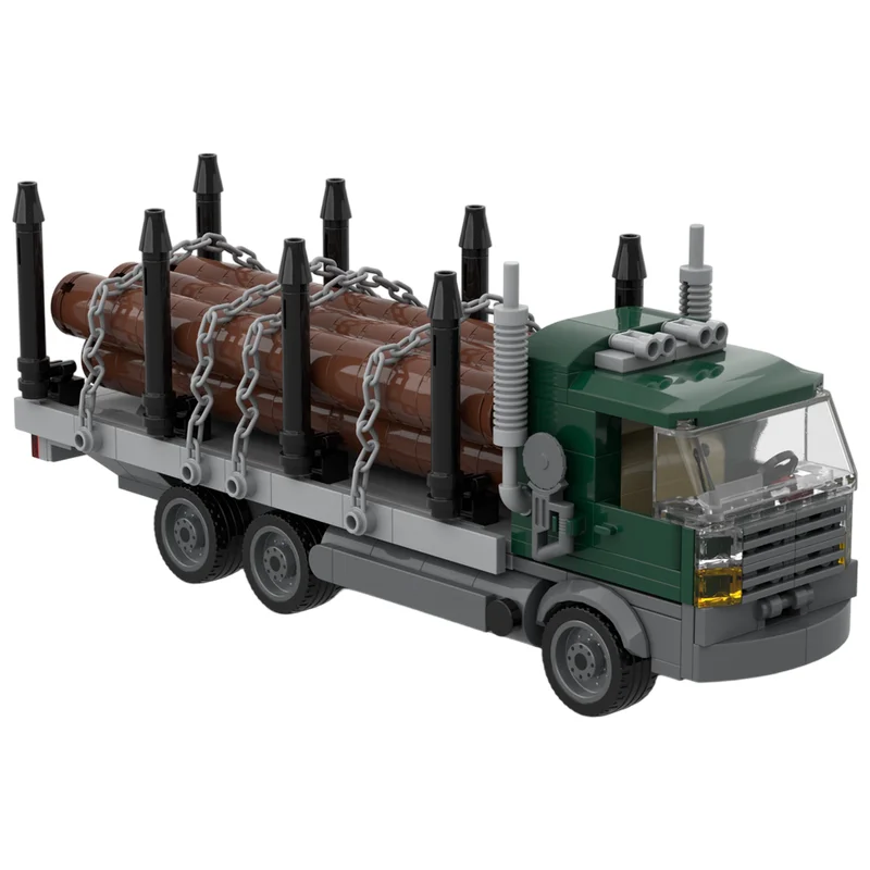 Cabover Logging Truck MOC Building Blocks Detailed Logging Machinery Model DIY Assembly Bricks Collectible Building Toy