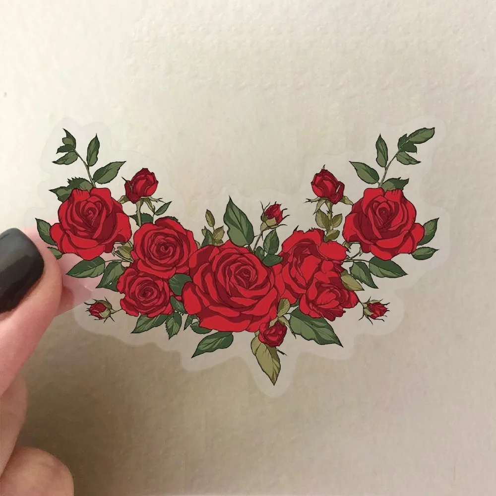 50PCS Transparent Vintage Red Rose Sticker Pack Waterproof Clear PET for Scrapbook Guitar Notebook Decor RecordingYourLife Store image 4