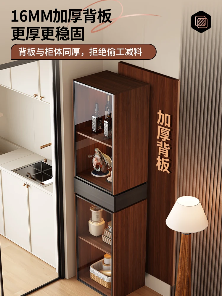 #Glass side cabinet wine cabinet bookcase display shelf against the wall household living room stand  sofa TV