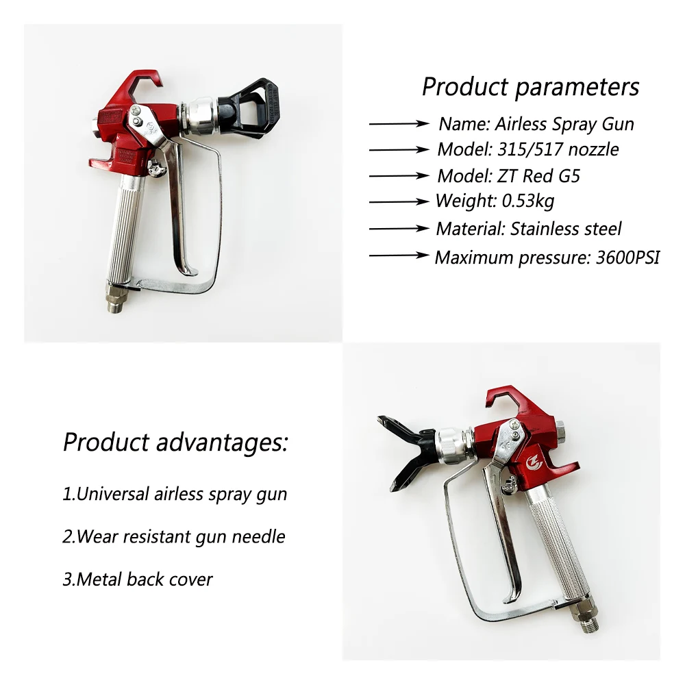 ZT Red G5 high-pressure cleaning machine made of CE certified stainless steel with 315/517 nozzle and 0.55kg airless spray gun