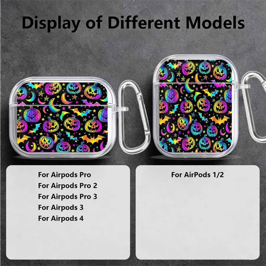 Monster Halloween Ghosts Clear Earphone Cases Cover Case For Airpods 5 1 3 Pro3 4 Pro2 2 Pro