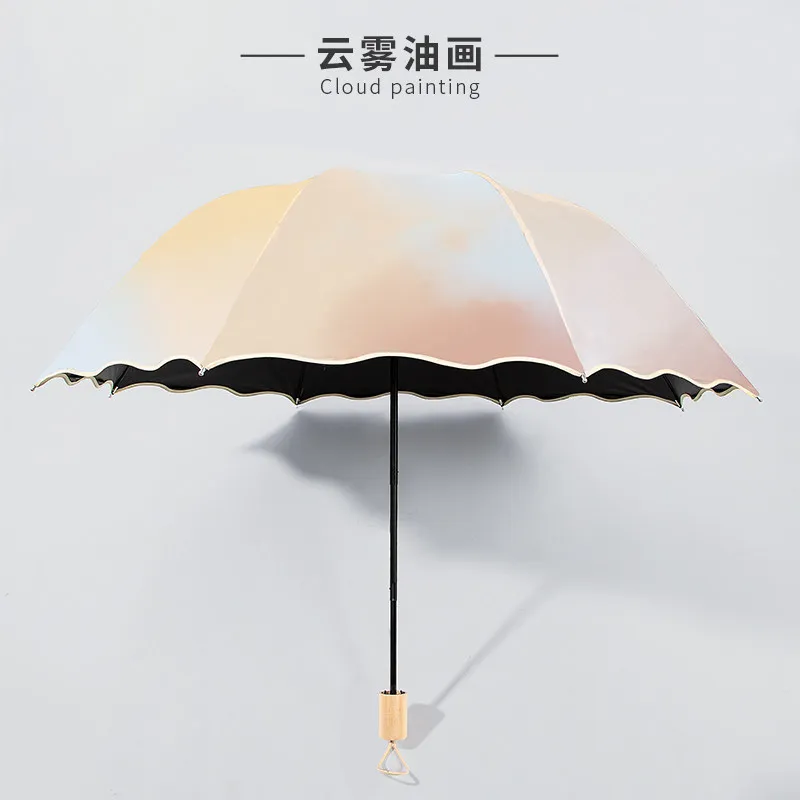 Women Foldable Sun Rain Dual Use Umbrella UV Wind Resistant Automatic Princess Style Anti UV Shade Parasol Daily Outdoor Use