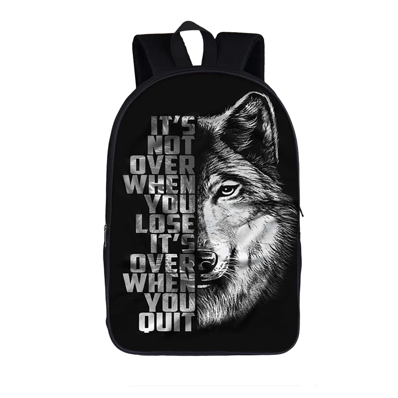 Sac à Dos Cool Wolf de 16 Pouces pour Homme et Femme, Cartable d'École pour Adolescent, Garçon, Fille, Enfant, Hip Hop, pour Ordinateur Portable