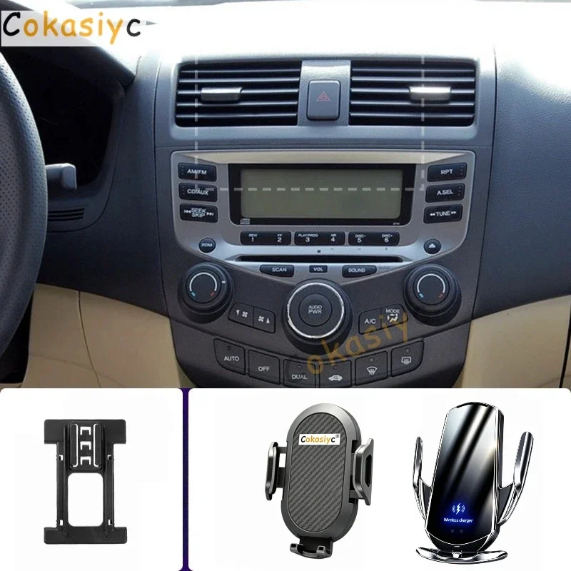 Suporte para telemóvel para Honda Accord MK7, modelos de 2004 a 2007. Suportes para telemóvel, carregamento sem fios para automóvel, base de fixação e