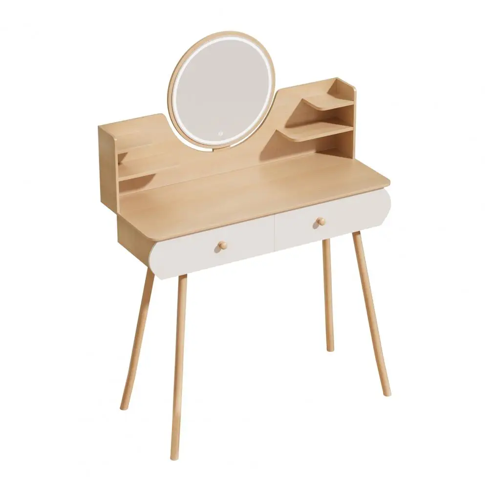 

Туалетный столик для макияжа с зеркалом со светодиодной подсветкой, туалетный столик с 2 ящиками, открывающимися полками, стол для спальни, 3 режима регулировки яркости