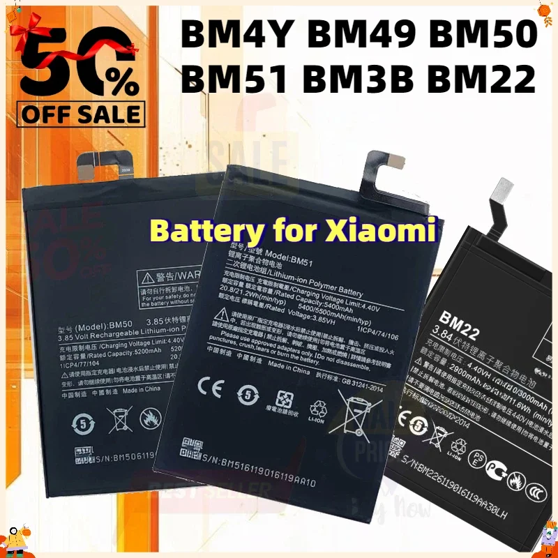 SWZY BM4Y BM49 BM50 BM51 BM3B BM22 Battery for Xiaomi Mi 5 M5 Max Mix 2 2S Max Max2 3 Mix2 Poco F3 Redmi K40 Pro Mobile Phone
