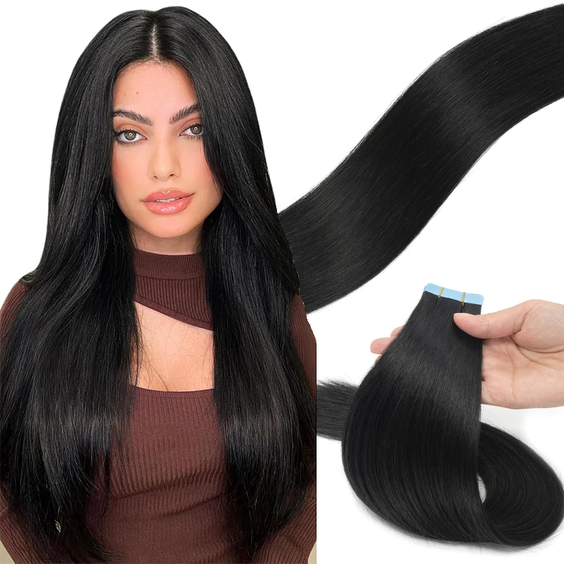 MRSHAIR Tape in Hair Extensions Echt haar Blond Naadloos Tape Hair Extensions 4x0,8 cm Huidinslag PU Tape Op Haar 20 STKS 12 