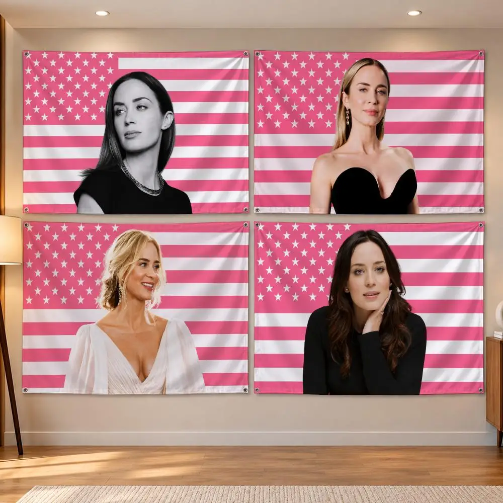 Actress British Hollywood Film Vivid E-Emily Blunt Flags Banner Decor for Bedroom,Garden,Party,Club,Indoor Outdoor, Fan Gift