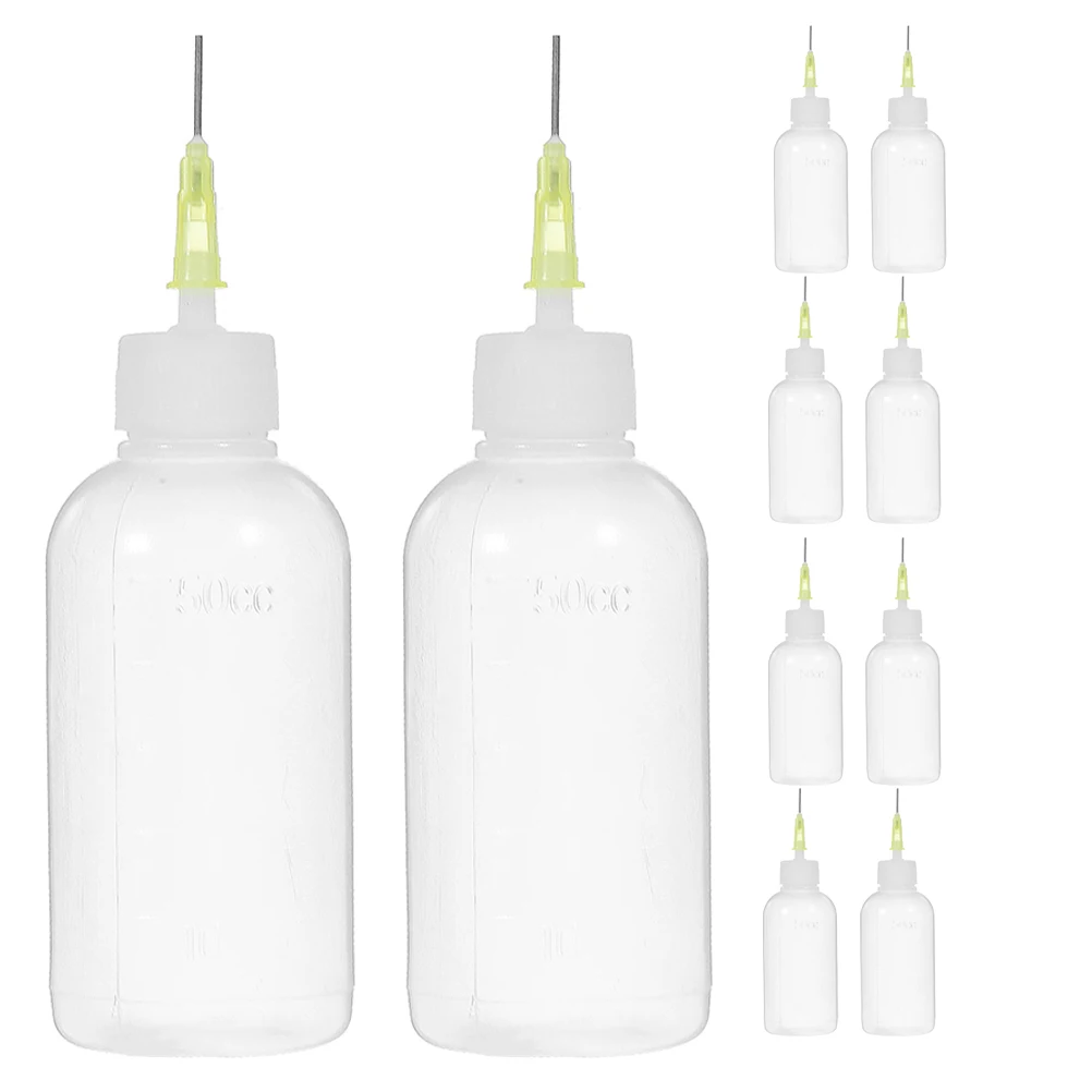

12 Pcs 50ml Needle Tip Plastic Dispensing Bottles Fine Squeeze Glue Applicator Alcohol Reusable Caps Craft Projects Laboratory