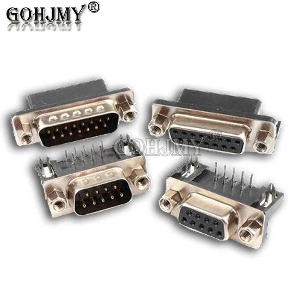 5PCS DR9 DR15 DR25 Hole/Pin Female/Male Right Angle Welded D-sub Connector RS232 Serial Port Adapter 9/15/25Pin