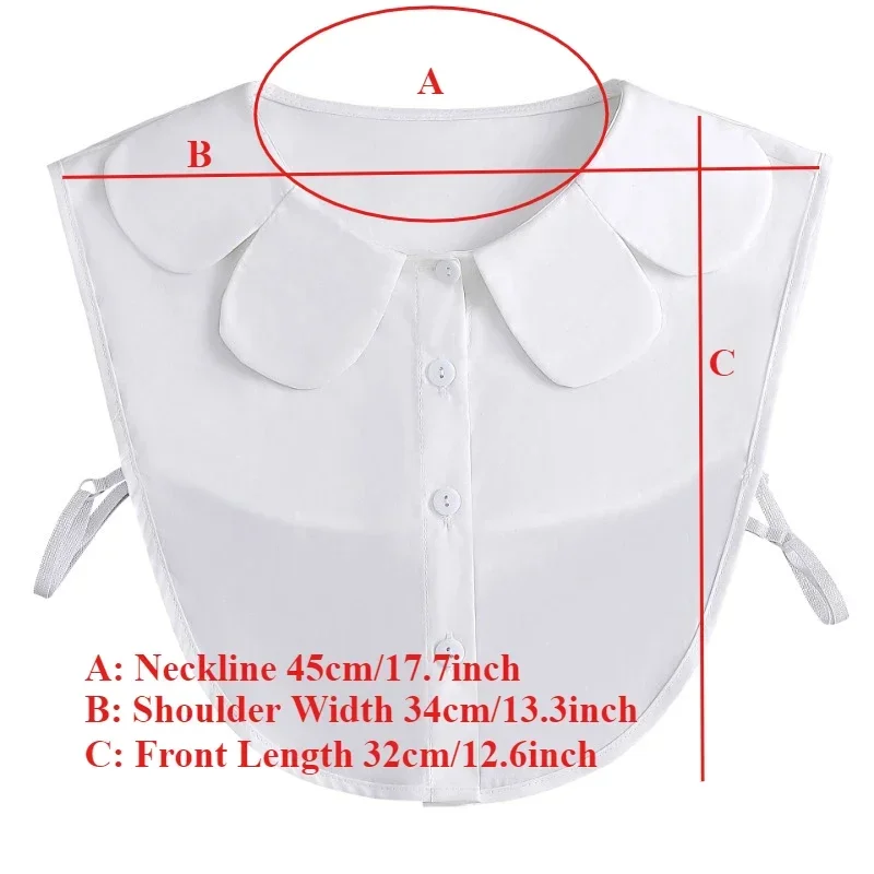 花びら襟フェイクカラー女の子女性用かわいい白綿シャツスタイル偽襟衣類取り外し可能な襟装飾