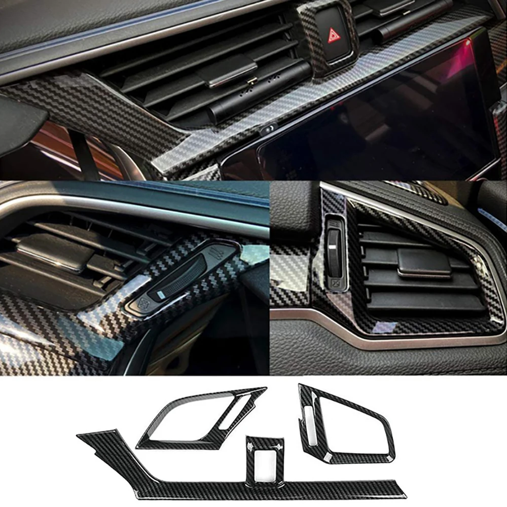Carbon Fiber Car Dashboard AC Air Vent Outlet Cover Trim for Honda Civic Sedan 10th 2016 2017 2018 2019 2020 2021 view 2