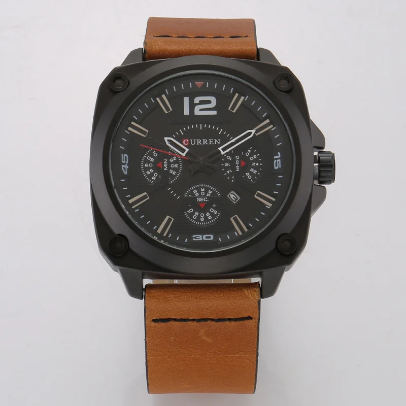 ساعة CURREN Carryan8260Men's Digital Watch Calendar للرجال مقاومة للماء من الجلد كوارتز