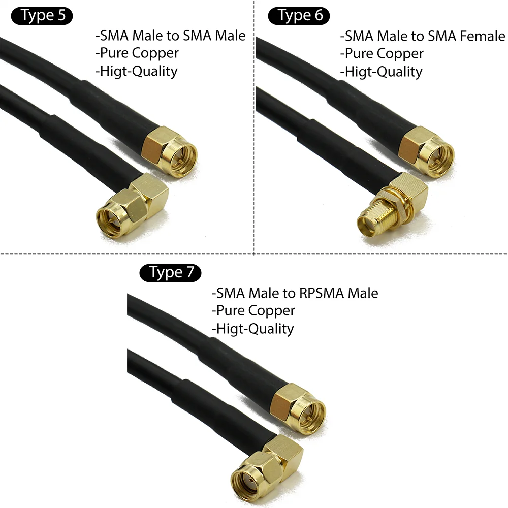 RG58 SMA to SMA Cable Male to Male extension jumper Pigtail male Adapter Cable my SMA  Antenna cable For WIFI 3G 4G GSM Antenna