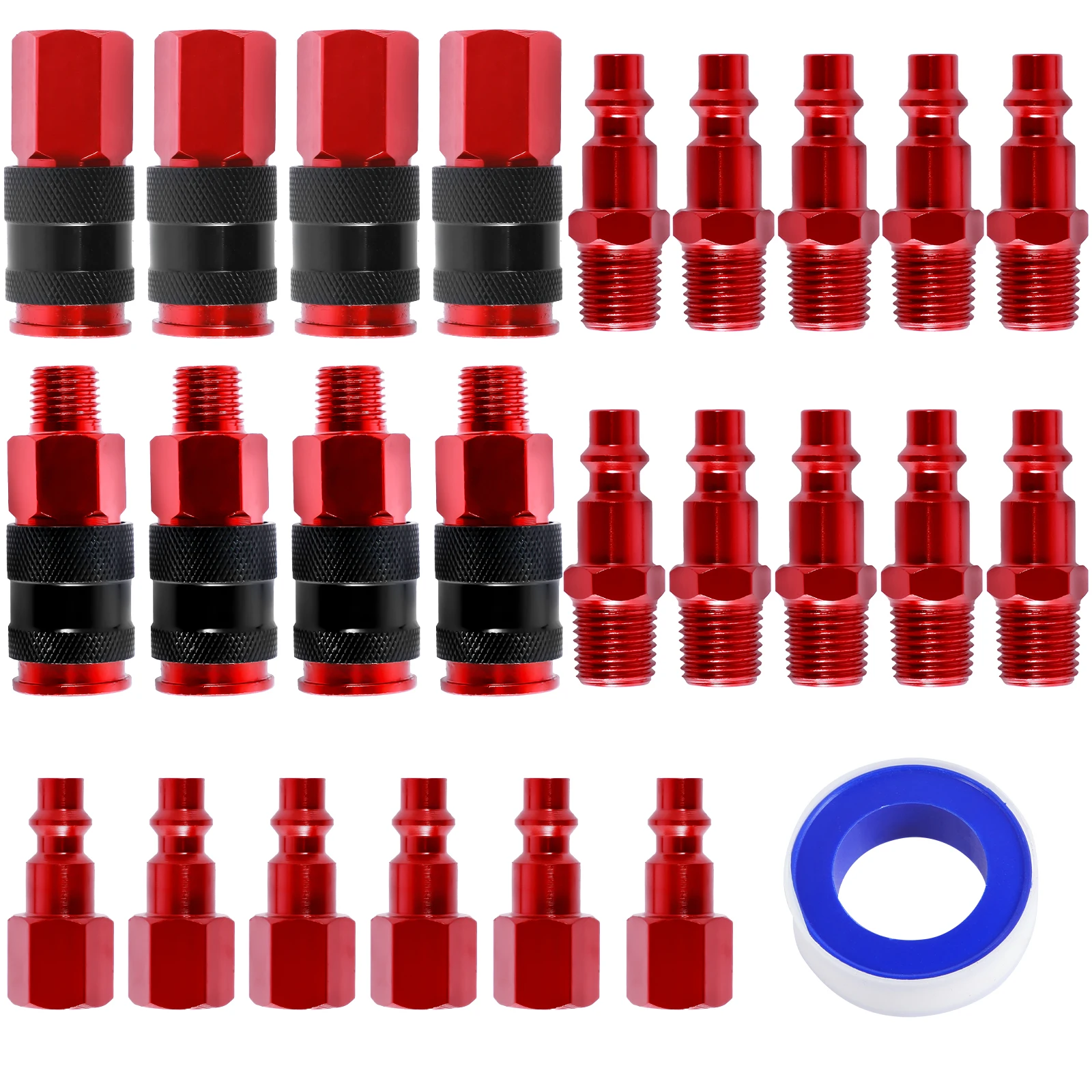 5-25 Pieces 1/4 NPT Air Coupler and Plug Kit, Quick Connect Air Fittings, Industrial Aluminum Quick Connect, Connector Set