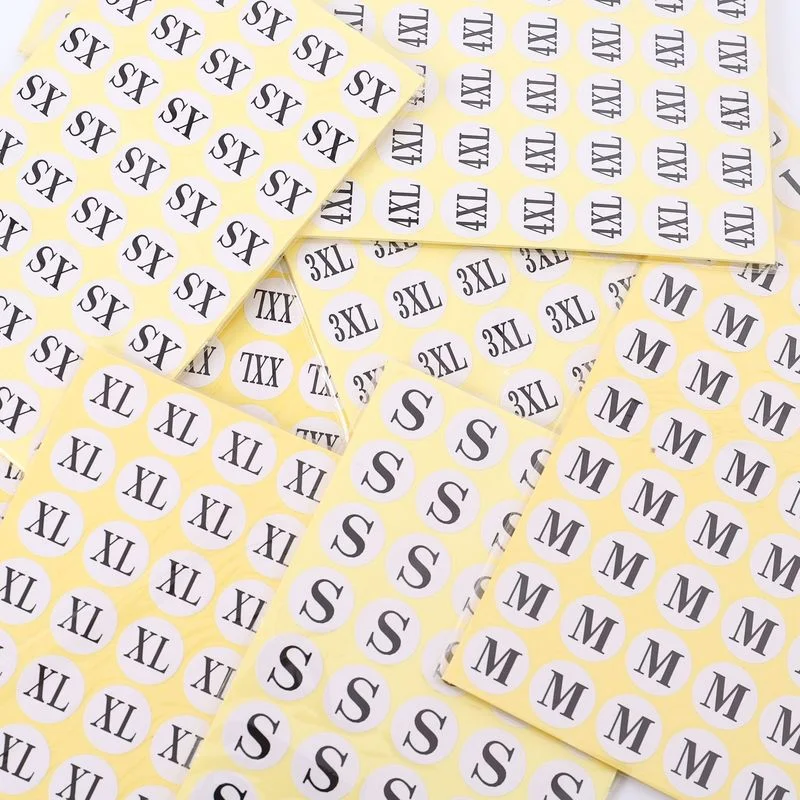 15Sheets Size Label Self Adhesive Paper XS/S/M/L/XL/XXL/3XL/4XL/5XL Tags Sticker Clothing Trousers DIY Scrapbooking Decoration