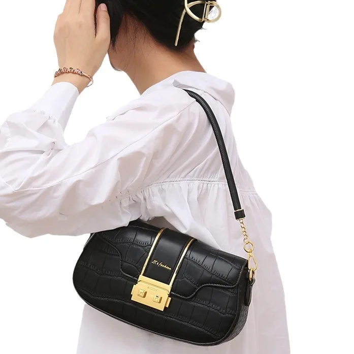 High Quality Simple Retro Small Bag Women 24 Years Niche Design Light Luxury Single Shoulder Crossbody Armpit Chain Handbag