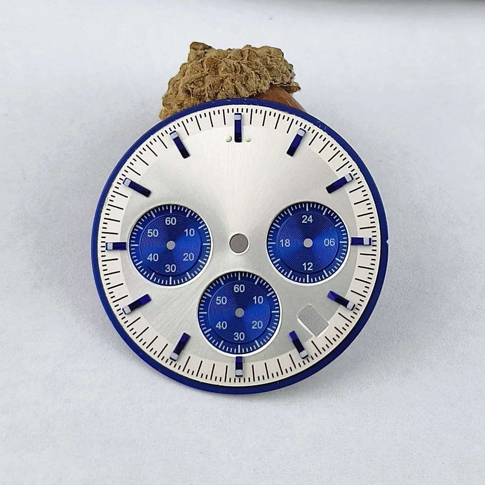 32.5mm VK63 watch dial sterile green luminous with calendar window suitable for VK63 movement watch replacement accessories
